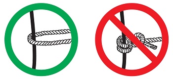 N'attachez pas vos amarres aux câbles noirs