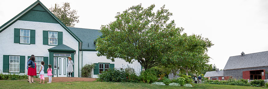 A panoramic view of Green Gables Heritage Place, facing the house.