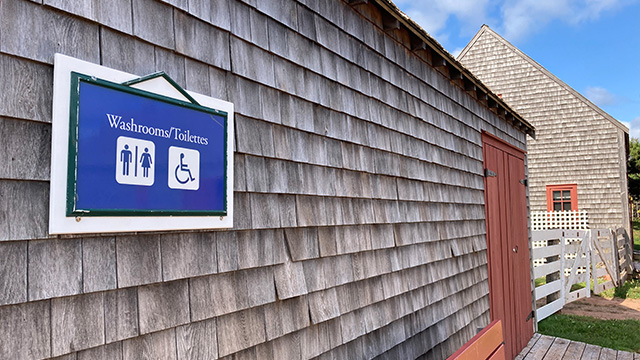 There is a washroom available from the barnyard at Green Gables Heritage Place.  There is a short ramp and accessible washrooms inside.
