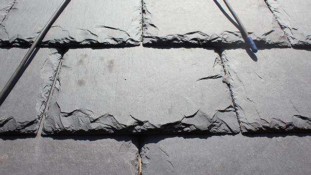 A close-up image of the new slate shingles at Province House National Historic Site. 