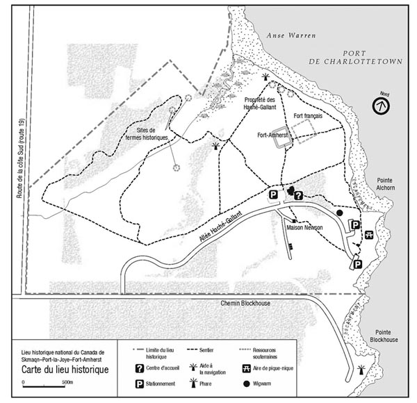 Carte 3 : Carte du lieu historique national de Skmaqn–Port-la-Joye–Fort-Amherst — La version textuelle suit.