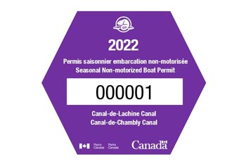 Non-motorized boat permit valid for the Lachine Canal and Chambly Canal