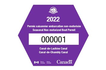 Permis pour embarcation non-motorisée valide pour le Canal-de-Lachine et Canal-de-Chambly