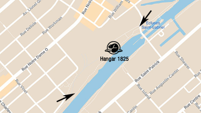 Map showing how to get to Hangar 1825