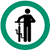 Indique aux cyclistes l’obligation de descendre du vélo pour des raisons de sécurité.