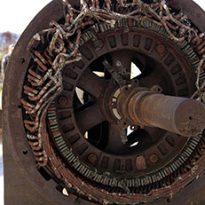 Rusty rotating mechanism seen from below