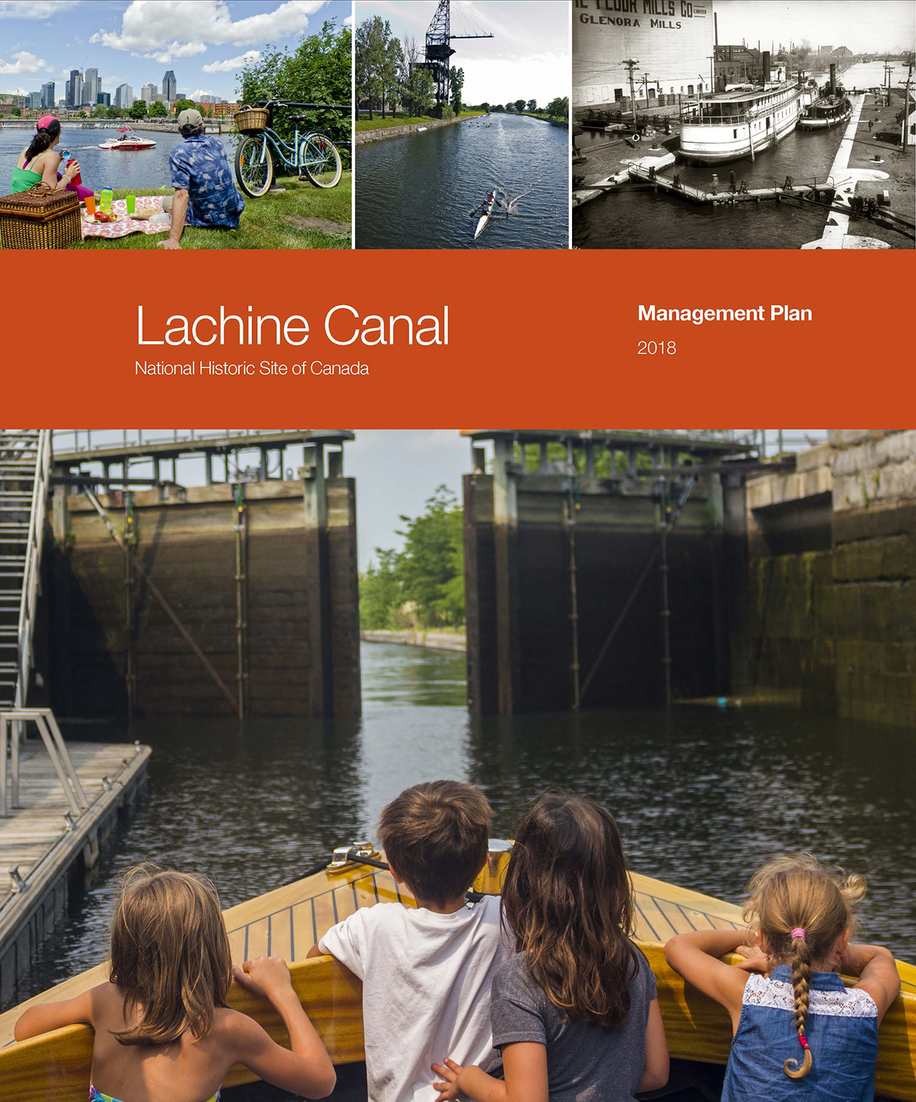 Top from left to right: Picnic at the Peel Basin, LaSalle-Coke Crane, view towards the west, Steamer Laurencia of Montreal at St.Gabriel Lock – October 10th 1910. Bottom: Petit Navire Boat Tour