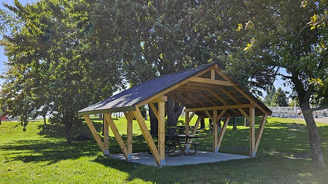 Picnic table shelter.