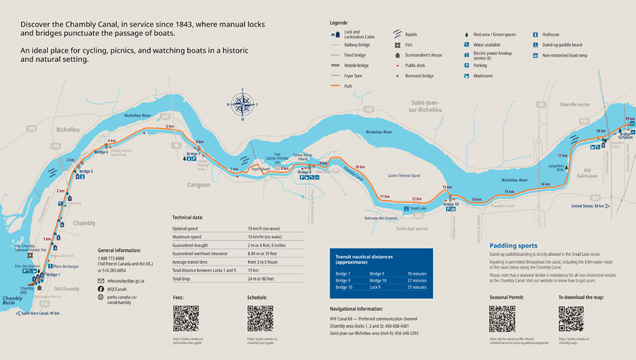 Downloadable map of the Chambly Canal 