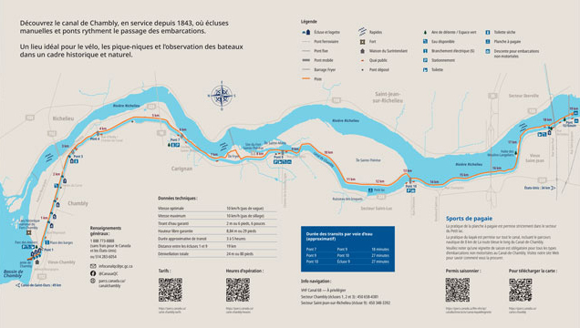 Carte téléchargeable du Canal de Chambly 