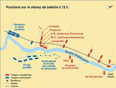 Positions sur le champ de bataille à 12 h 00