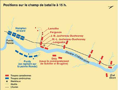 Positions sur le champ de bataille à 15 h 00