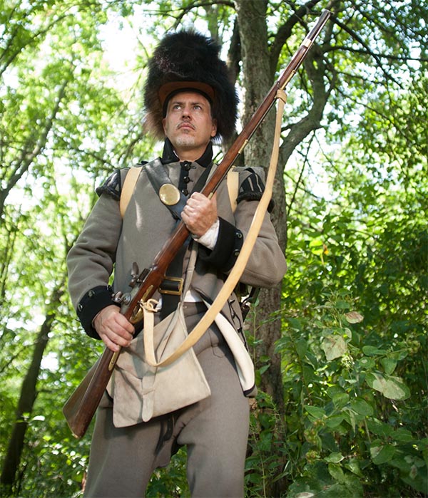 Animator in period costume of the Canadian Voltigeurs, Battle of the Châteauguay National Historic Site