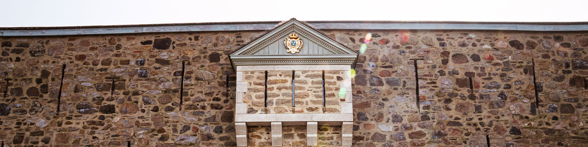 View of the coat of arms, which belonged to the King of France, placed just above the main entrance of Fort Chambly National Historic Site.