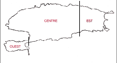 L'île divisée en trois secteurs