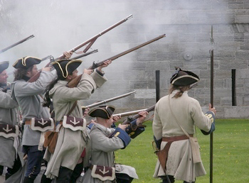 The Compagnie de Lacorne at a shooting exercise