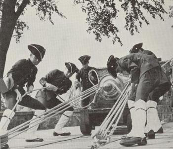 Exercises by gunners of the Compagnie franche de la Marine