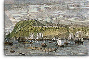 La ville de Québec vue du fleuve, lors de la visite du prince de Galles en 1860