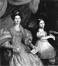 Portrait de Julie Bruneau, épouse de Louis-Joseph Papineau, et leur fille Ézilda, 1836