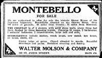 The selling of the manor's advertisement, in 1929, by the Walter Molson & Company.