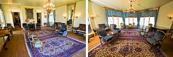 Le somptueux Salon Bleu du Manoir-Papineau