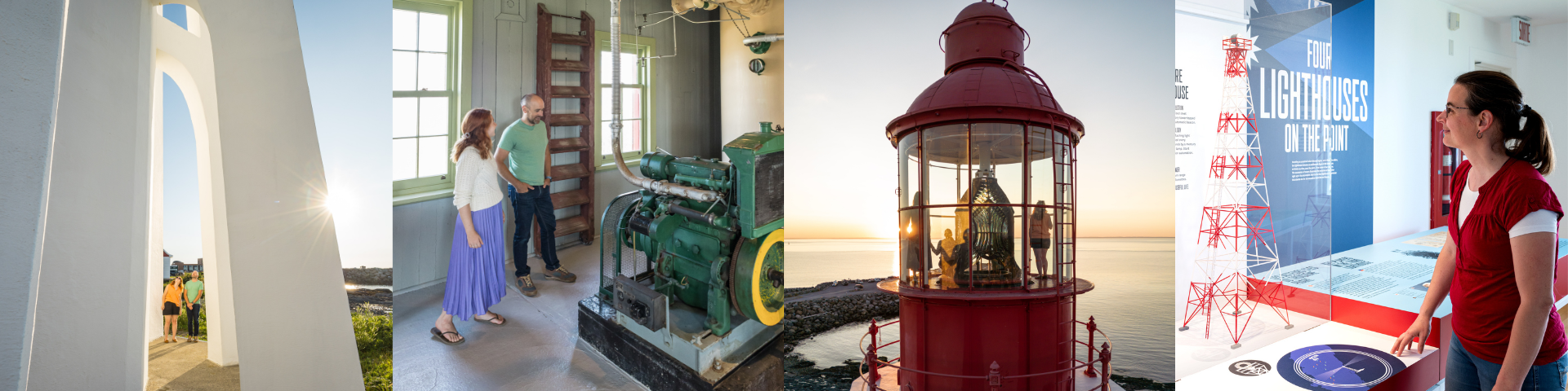 Photo montage showing visitors in the station buildings and outside. 