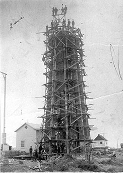 Black and white picture:. Construction of the Reinforced Concrete Lighthouse
