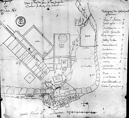 1660 plan showing the convergence of Old Quebec streets