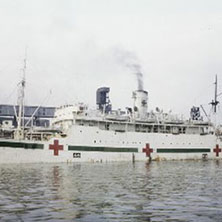 The Canadian National Steamship Company liner <em>Lady Nelson</em> visibly marked as a hospital ship.