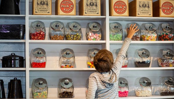 An interior view of a general store