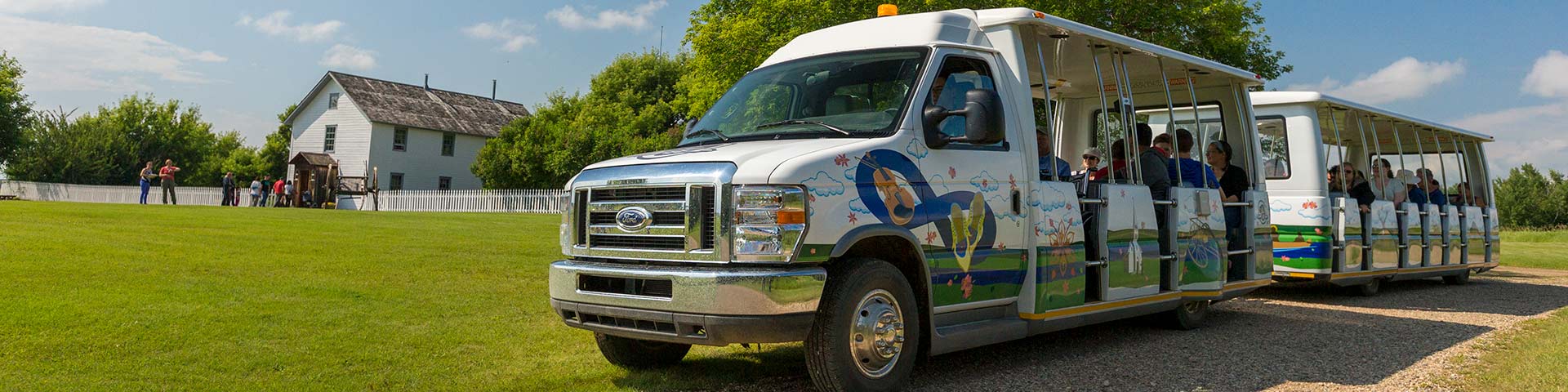 The shuttle making its way across Batoche National Historic Site