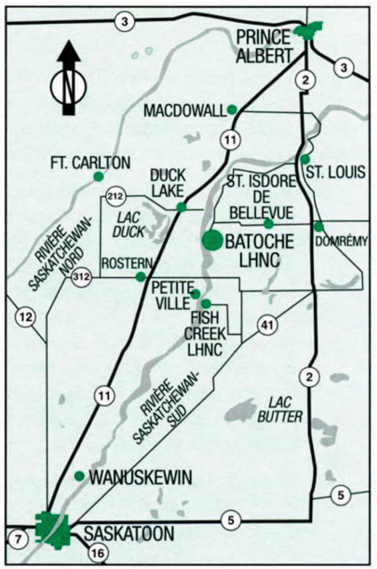Cadre géographique du lieu historique national du Canada de Batoche 