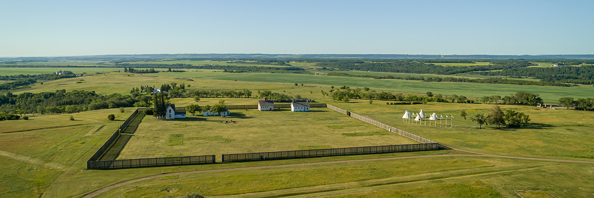 Aerial view of Fort Battleford National Historic Site. 