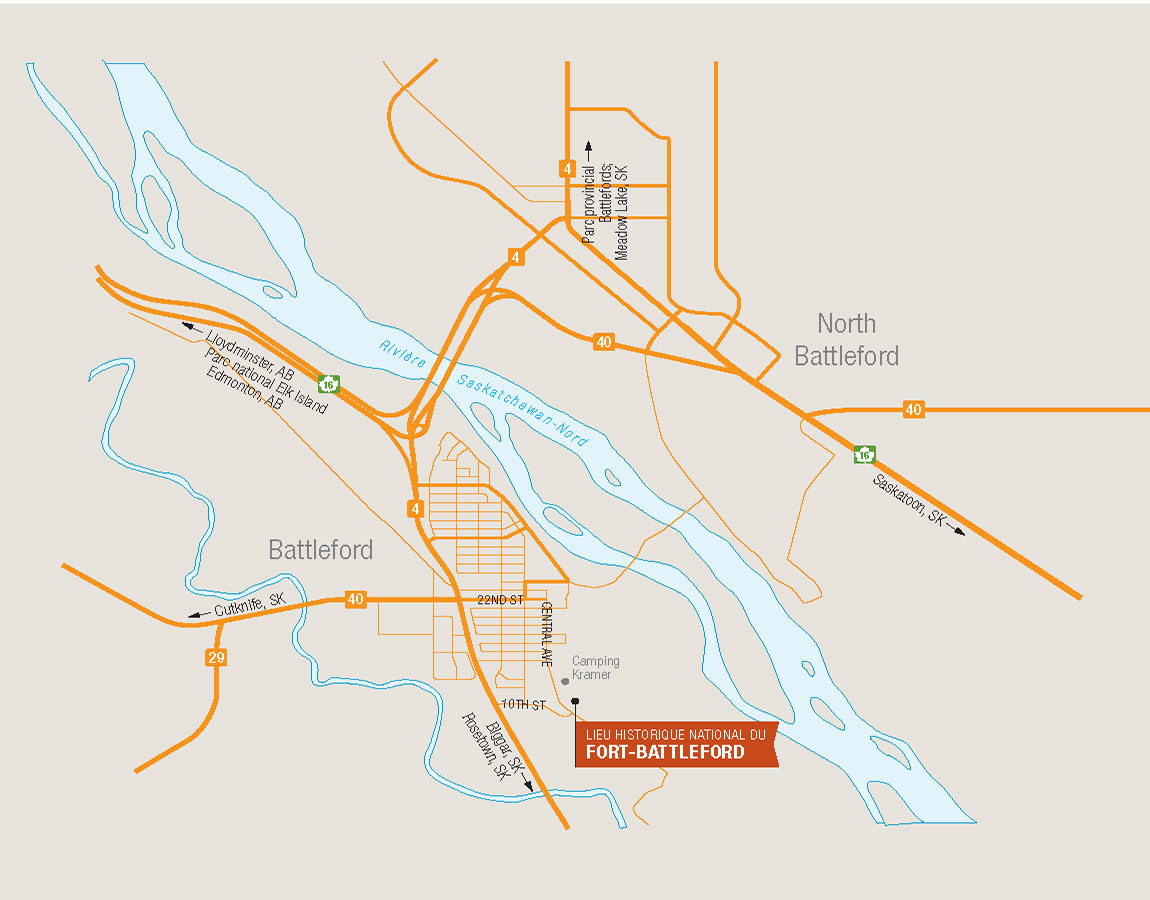 Carte montrant l'emplacement du fort Battleford