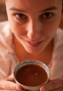 Interpreter and hot chocolate, Fortress of Louisbourg National Historic Site
