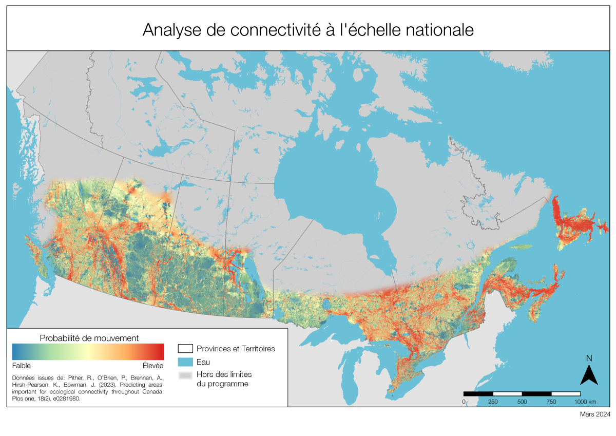 Carte — Analyse de connectivité à l'échelle nationale