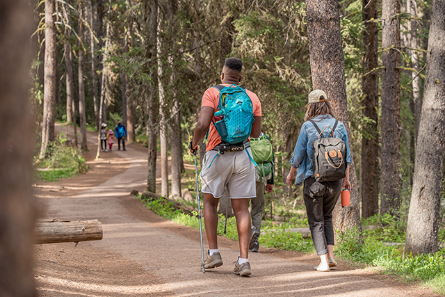 visitors walking on a hiking trail 