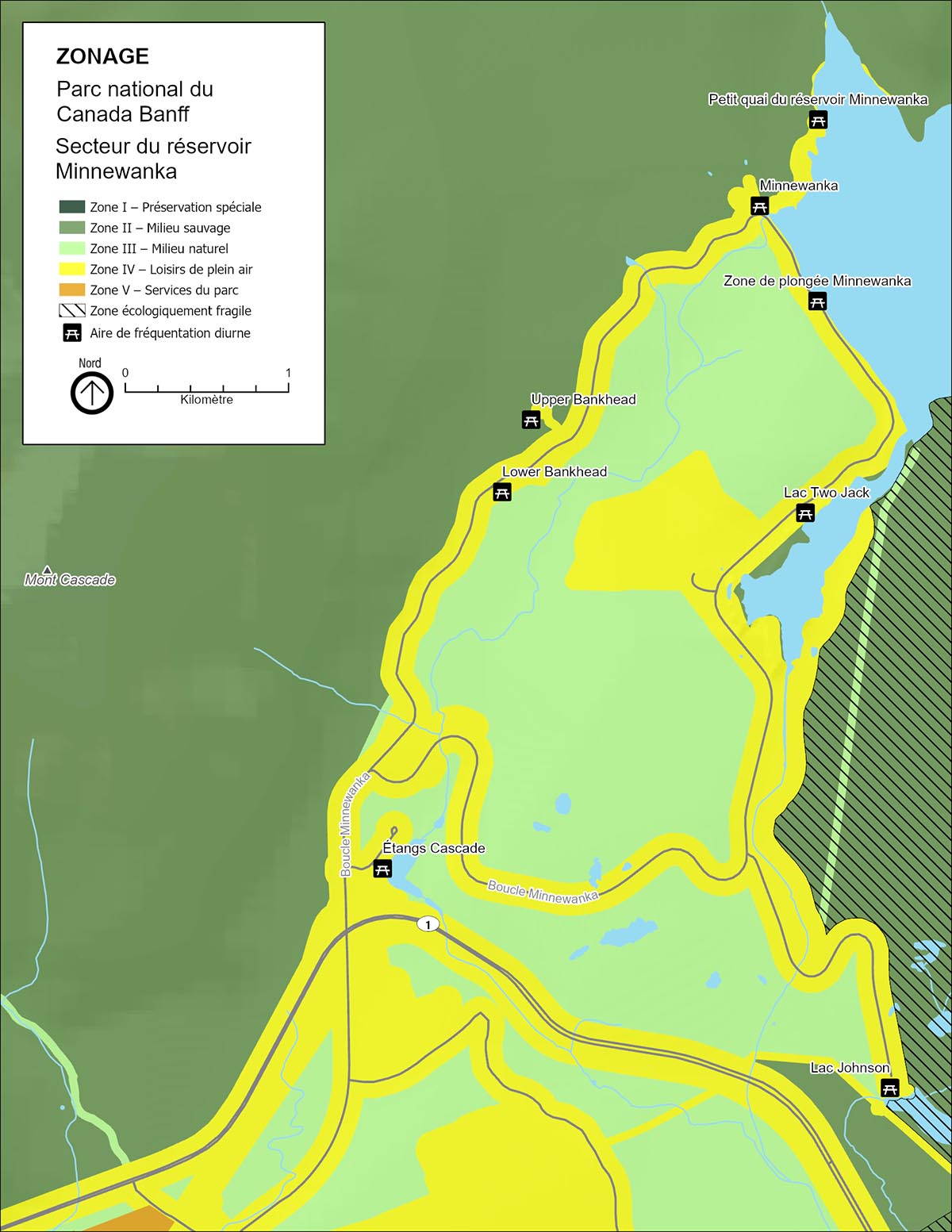  Carte 7 : Zonage du secteur du réservoir Minnewanka 