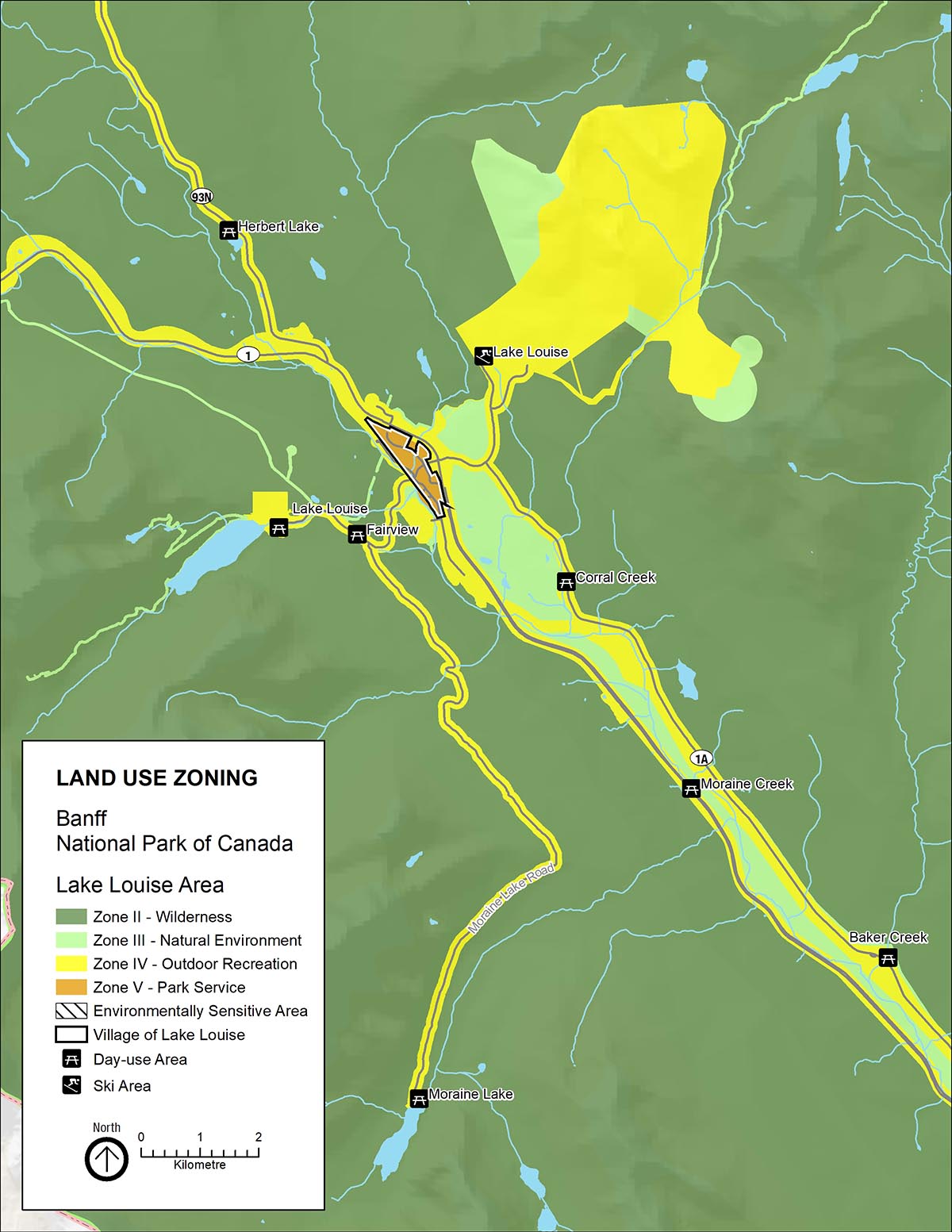  Map 8: Zoning in the Lake Louise area