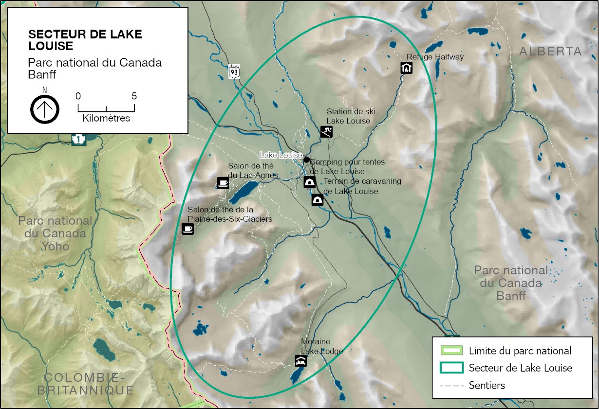 Carte du secteur de Lake Louise
