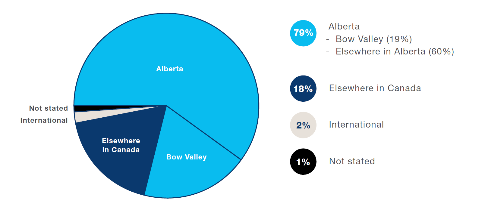 Figure 1: A pie graph shows a visual representation of place of resident data of respondents as presented in the text above