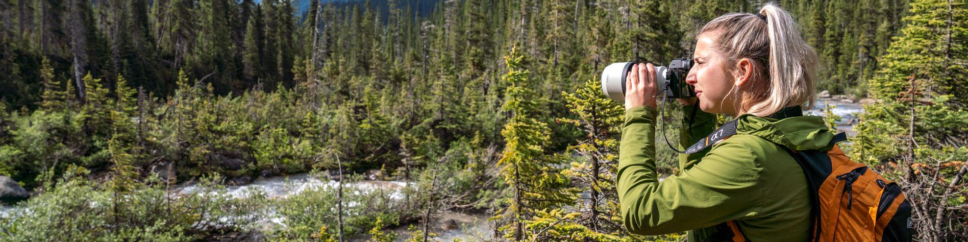 A woman takes a photo