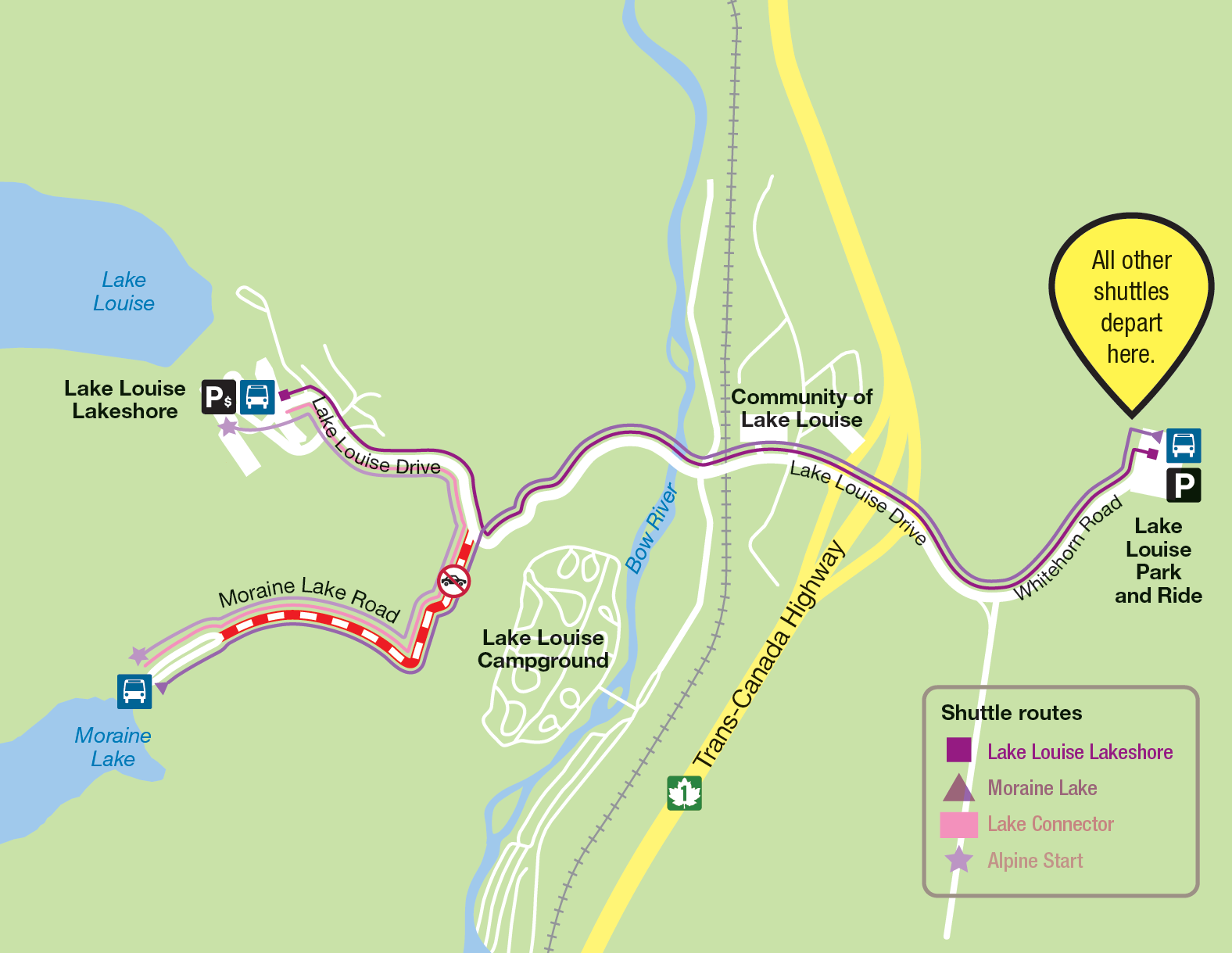 This image is a map of the 4 routes listed in the table above, and in the drop downs below