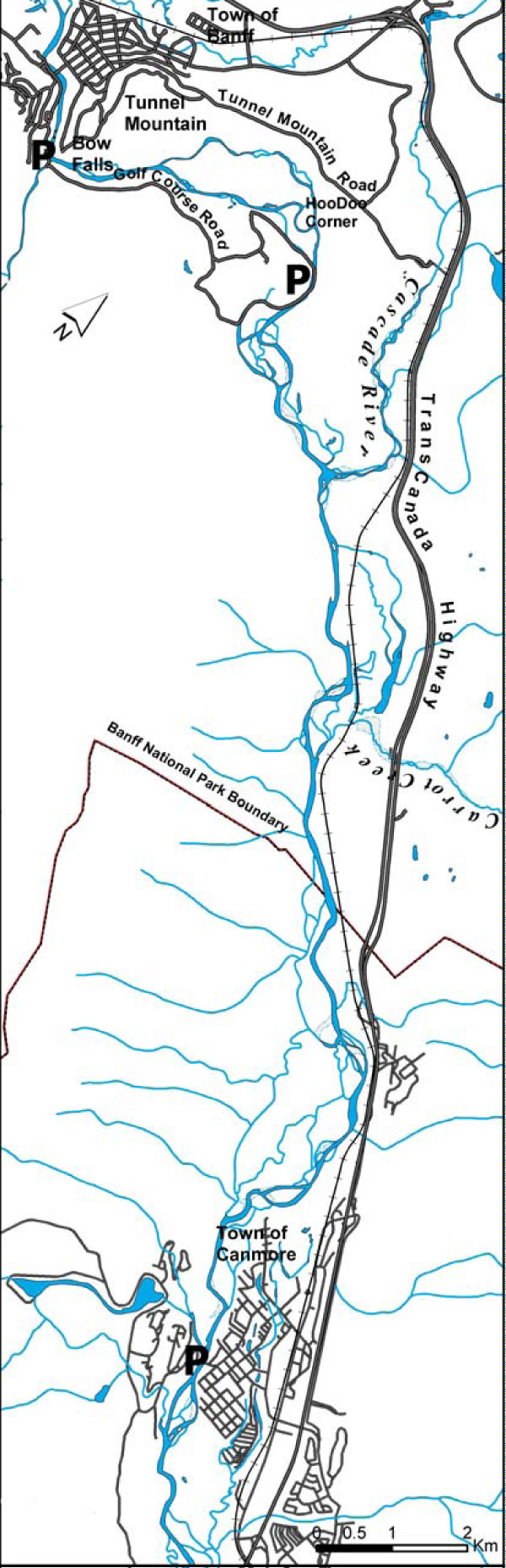 Map of Section # 3 Bow Falls to Canmore