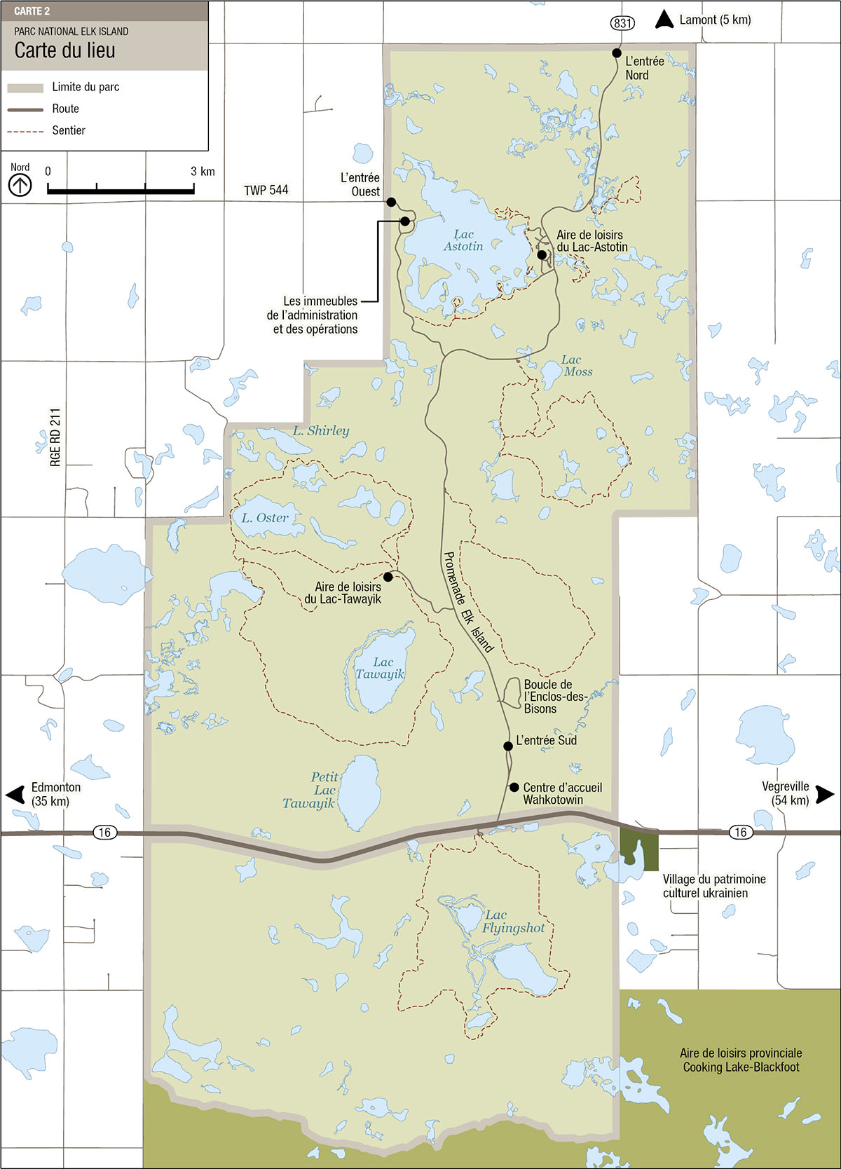 Carte du lieu du Parc national Elk Island