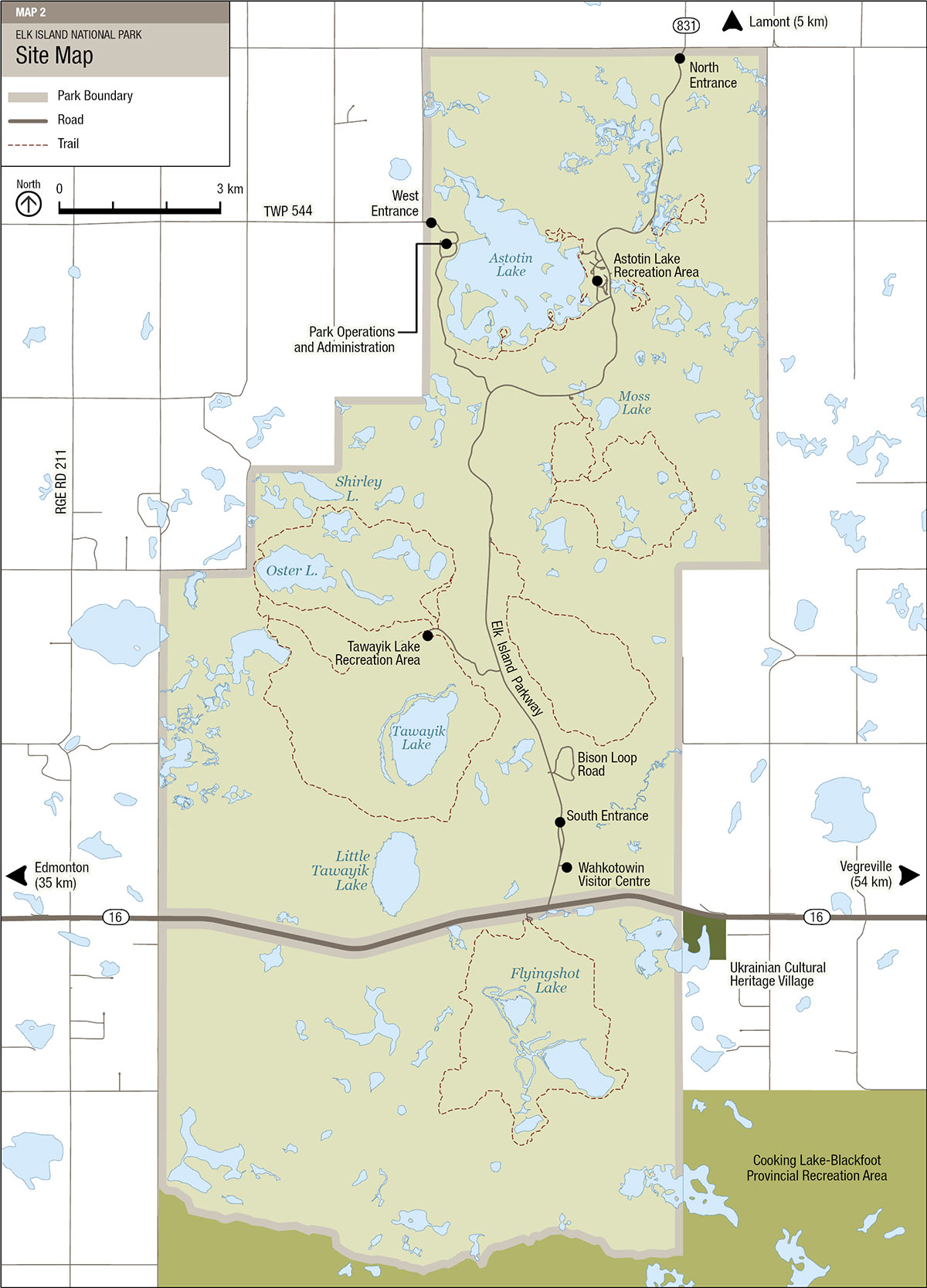 Elk Island National Park Site Map