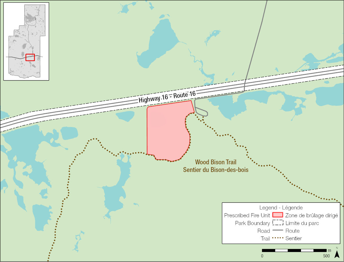 This map shows the South Block prescribed fire Unit B at Elk Island National Park. 
