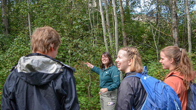 A group of people learning about nature in Elk Island National Park