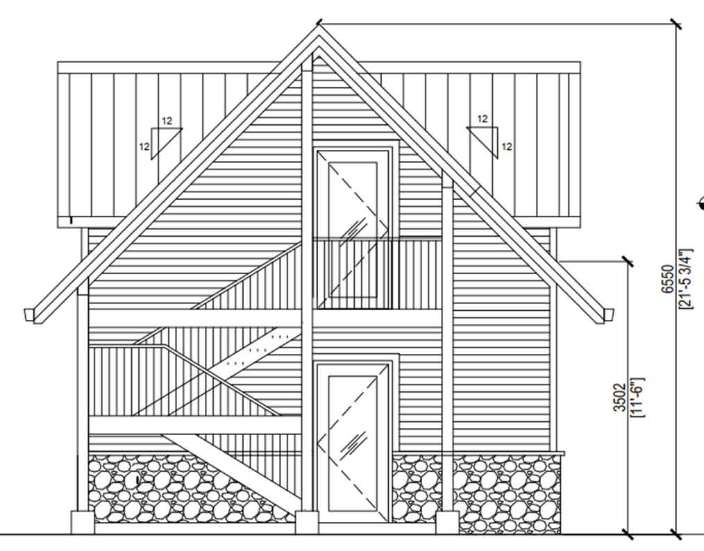 Front elevation plan (facing principle building)