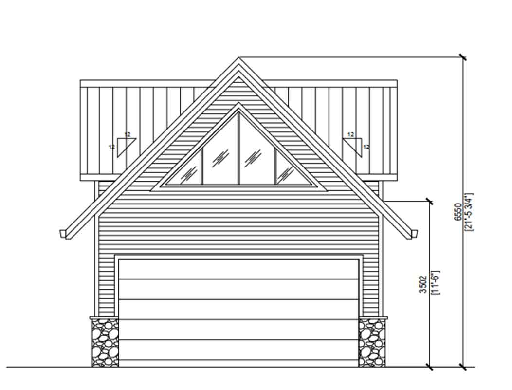 Rear elevation plan (facing alley)